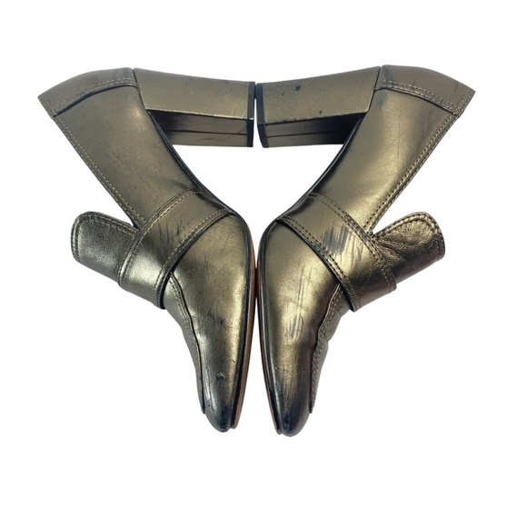 JOHNSTON & MURPHY Charlotte Heeled Loafer Bronze Leather metallic Size 8 - Picture 2 of 8